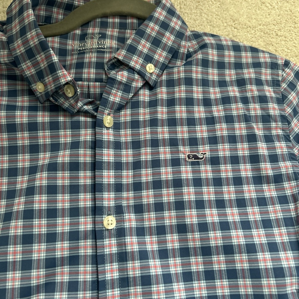 Vineyard Vines Men's Plaid Shirt in Red and Blue